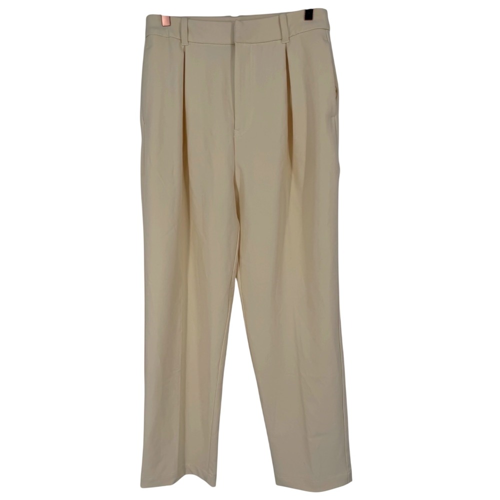 Free People Butter Yellow Pleated High Rise Straight Leg Trousers Pants Size 8
